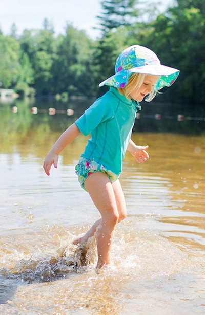 Shop Green Sprouts Sun Hat, Long Sleeve Rashguard & Reusable Swim Diaper Set In Aqua