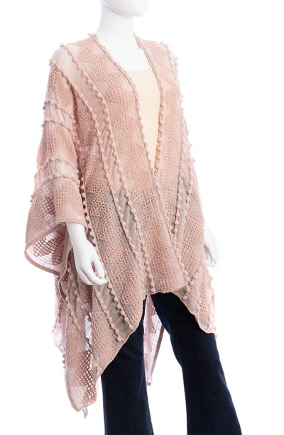 Shop Saachi Pompom Embroidered Sheer Ruana In Pink