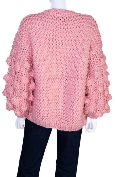 Shop Saachi Bubble Sleeve Cardigan In Pink