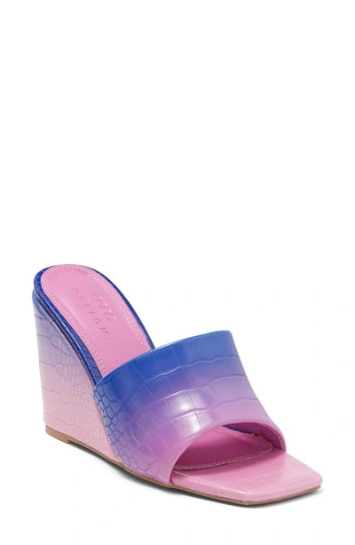 Shop Asos Design True High Wedge Sandal In Blue/ Pink Multi