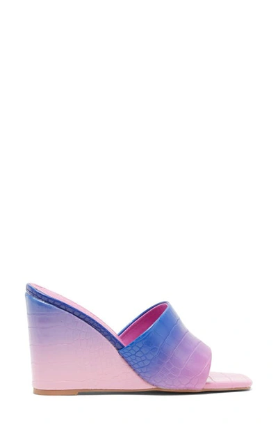 Shop Asos Design True High Wedge Sandal In Blue/ Pink Multi