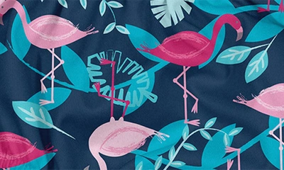 Shop Green Sprouts Long Sleeve Rashguard & Reusable Swim Diaper Set In Navy Flamingos
