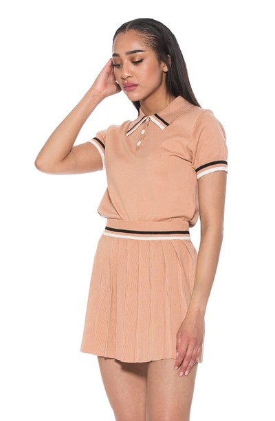 Alexia Admor Serena Pleated Knit Miniskirt In Almond