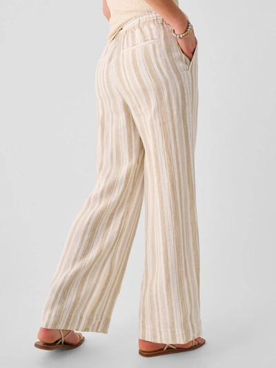 Shop Faherty Monterey Linen Pants In Natural Bombay Stripe