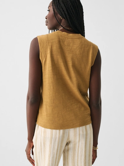 Shop Faherty Sunwashed Slub Muscle Tank In Dull Gold