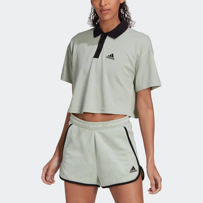 Shop Adidas Originals Women's Adidas Cropped Piqué Polo Shirt In Green
