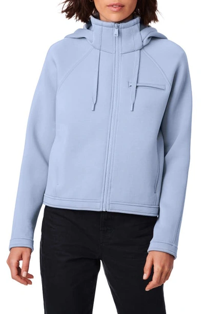 Shop Bernardo On The Go Scuba Knit Hooded Jacket In Aqua Blue