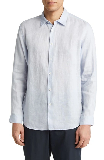 Shop Theory Irving Solid Linen Button-up Shirt In Olympic - Yjy