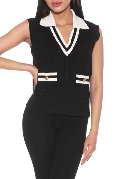 Shop Alexia Admor Michelle Cable Knit Sweater Vest In Black