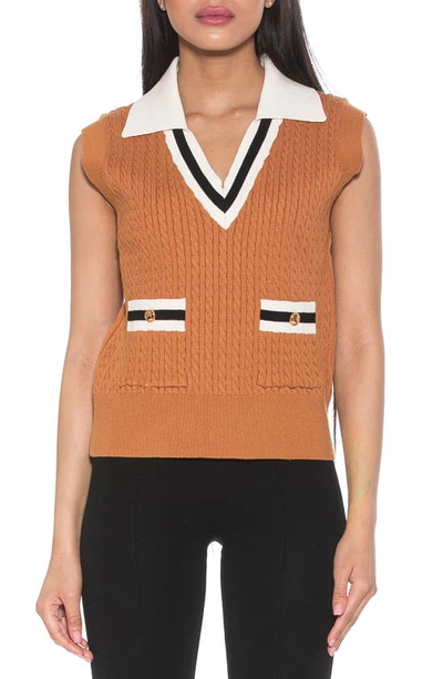 Shop Alexia Admor Michelle Cable Knit Sweater Vest In Camel