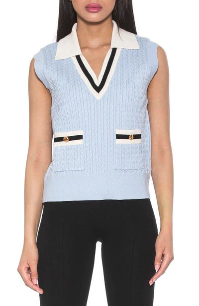 Alexia Admor Michelle Cable Knit Sweater Vest In Halogen Blue