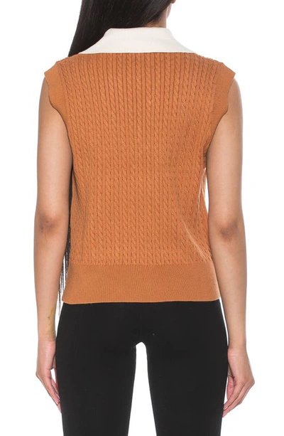 Shop Alexia Admor Michelle Cable Knit Sweater Vest In Camel