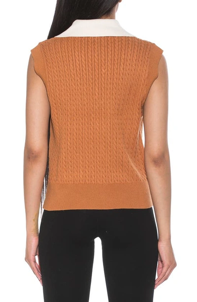Alexia Admor Michelle Cable Knit Sweater Vest In Camel