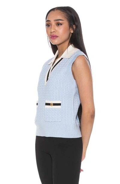 Alexia Admor Michelle Cable Knit Sweater Vest In Halogen Blue