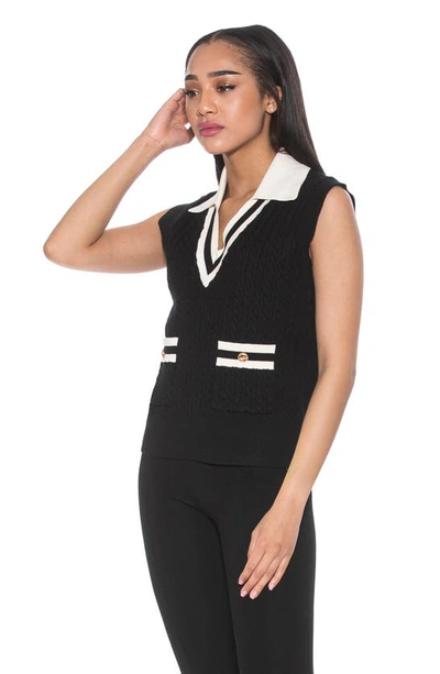 Shop Alexia Admor Michelle Cable Knit Sweater Vest In Black