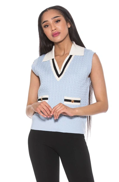 Shop Alexia Admor Michelle Cable Knit Sweater Vest In Halogen Blue