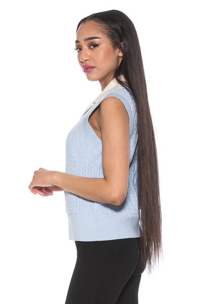Alexia Admor Michelle Cable Knit Sweater Vest In Halogen Blue