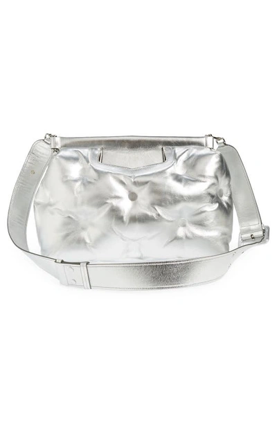 Shop Maison Margiela Medium Glam Slam Classique Metallic Leather Shoulder Bag In Silver