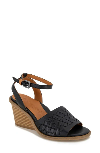 Shop Gentle Souls By Kenneth Cole Nadia Woven Wedge Sandal In Black
