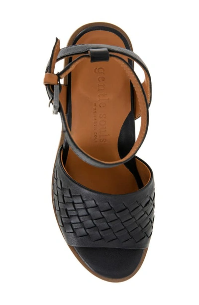 Shop Gentle Souls By Kenneth Cole Nadia Woven Wedge Sandal In Black