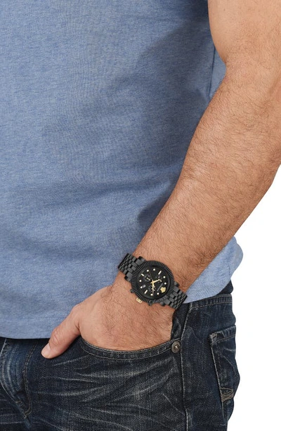 Shop Versace V-chronograph Classic Bracelet Watch, 45mm In Ip Black