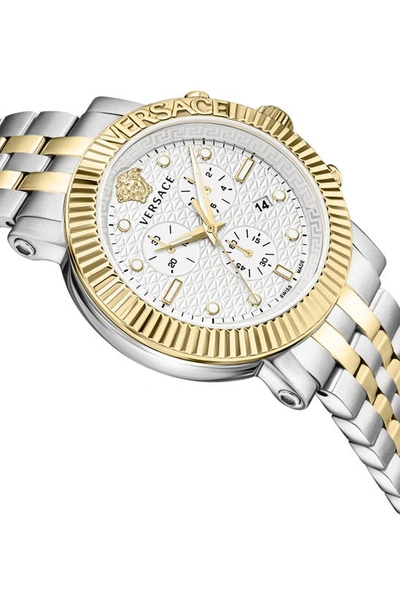 Shop Versace V-chronograph Classic Bracelet Watch, 45mm In Two Tone