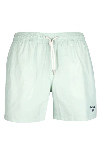 Shop Barbour Essential Solid Nylon Swim Trunks In Dusty Mint