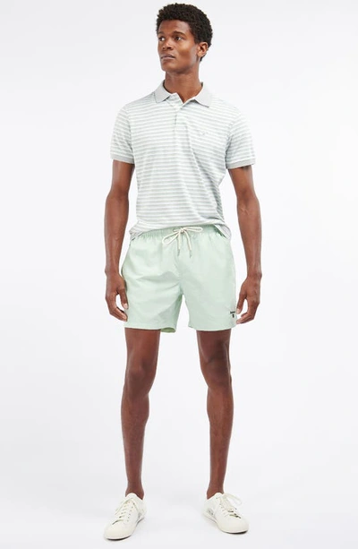 Shop Barbour Essential Solid Nylon Swim Trunks In Dusty Mint