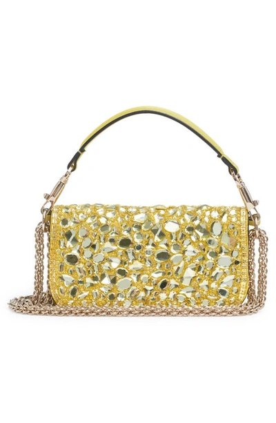 Shop Valentino Small Locò Crystal Embellished Shoulder Bag In Mzt Lemon/ Cedar