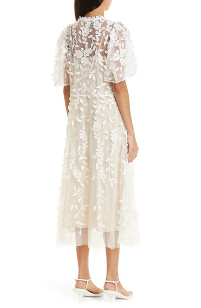 MUNTHE URILANCA EMBROIDERED FLUTTER SLEEVE DRESS 