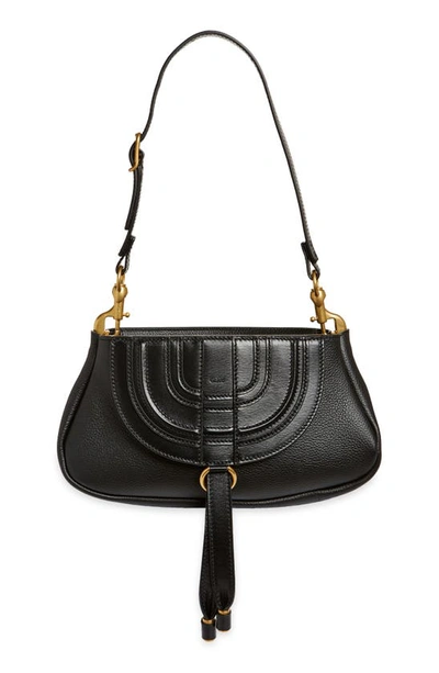 Shop Chloé Small Marcie Leather Shoulder Bag In Black 001