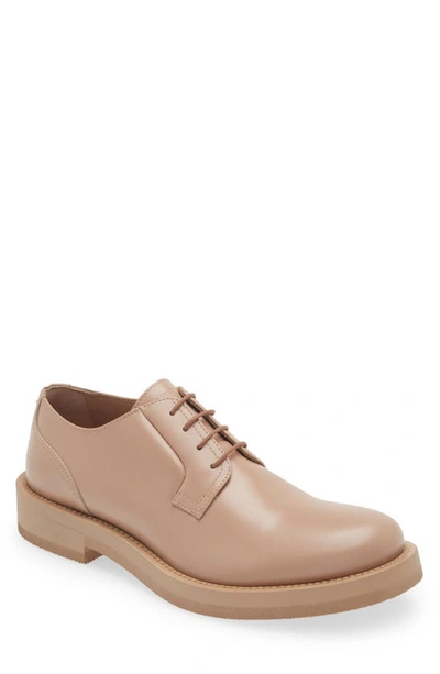 Shop Valentino Rockstud Essential Leather Derby In Gf9 Rose Cannelle