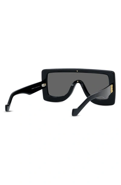 Shop Loewe Chunky Anagram 122mm Square Sunglasses In Shiny Black / Smoke