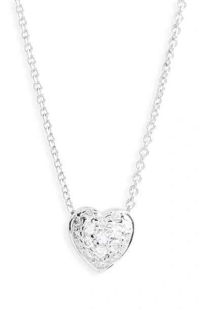 Shop Roberto Coin Pavé Heart Pendant Necklace In White