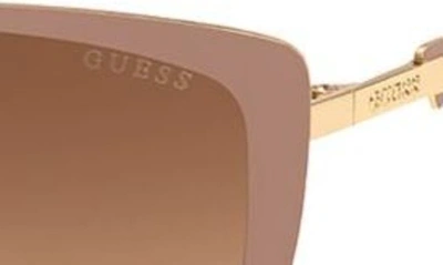 Shop Guess 59mm Gradient Cat Eye Sunglasses In Shiny Beige / Brown Mirror