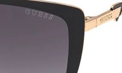 Shop Guess 59mm Gradient Cat Eye Sunglasses In Shiny Black / Gradient Smoke
