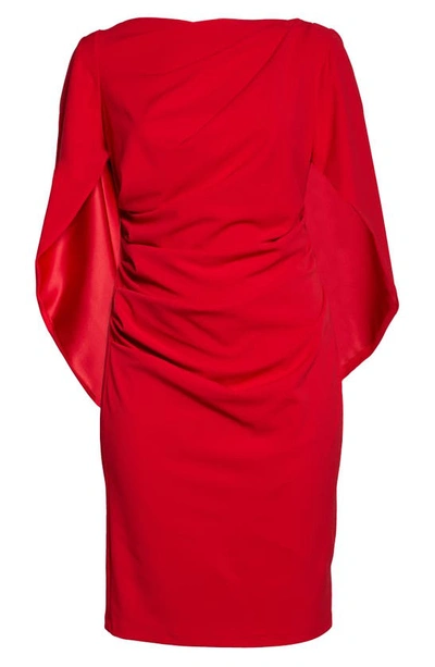 Betsy & Adam Short Scuba Crepe Drape Back Dress In Red