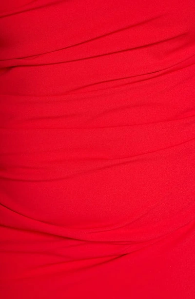 Betsy & Adam Short Scuba Crepe Drape Back Dress In Red