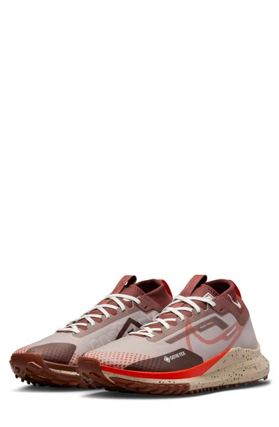 Shop Nike React Pegasus Trail 4 Gore-tex® Waterproof Running Shoe In Diffused Taupe/ Red/ Dark Pony