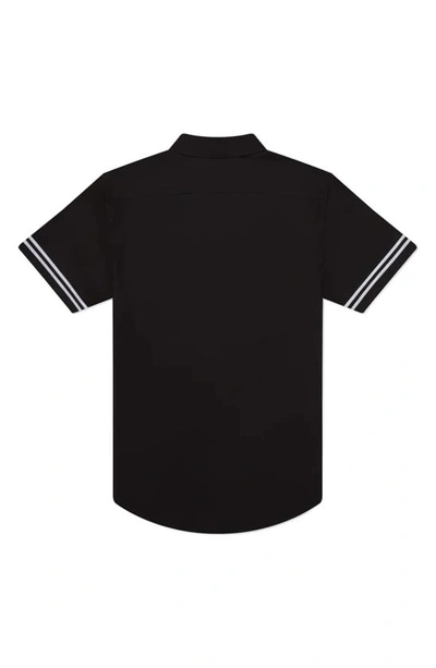Mavrans Tailored Fit Black Game Waterproof Short Sleeve Performance Button-up Shirt In Black