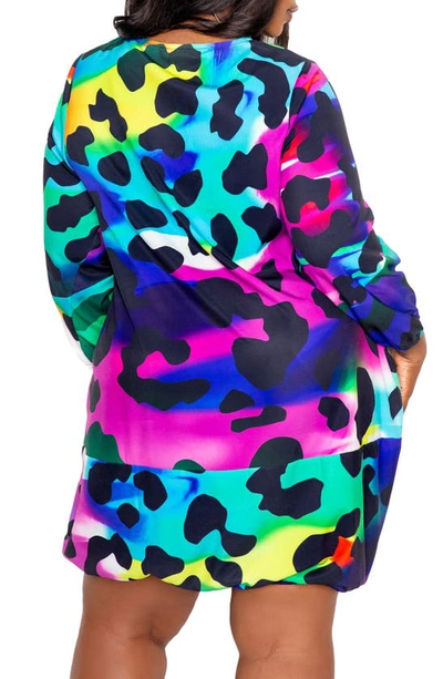 Shop Buxom Couture Rainbow Leopard Print Bubble Hem Dress In Multi