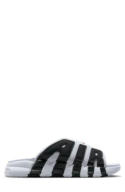 Shop Nike Air More Uptempo Slide Sandal In White/ Varsity Red/ Black