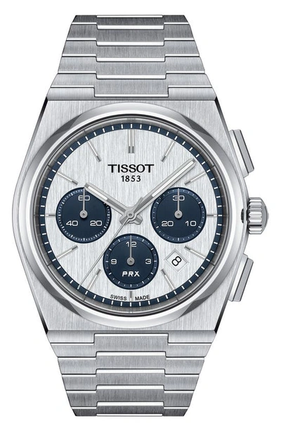 Tissot Men's Swiss Automatic Chronograph Prx Stainless Steel Bracelet Watch 42mm In Grey
