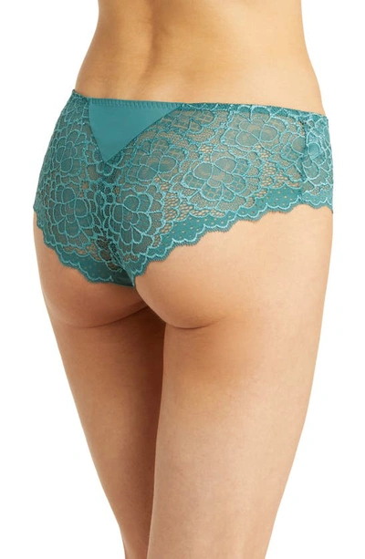 Simone Perele Caresse Lace-trim Boyshorts In Boreal Green