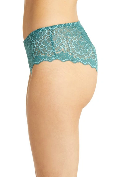 Simone Perele Caresse Lace-trim Boyshorts In Boreal Green