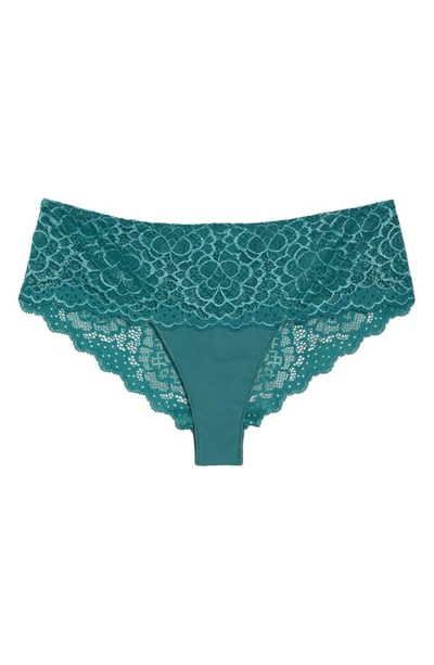 Simone Perele Caresse Lace-trim Boyshorts In Boreal Green