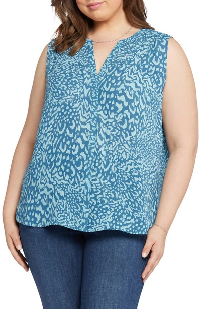 Shop Nydj Print Sleeveless Pleat Back Top In Agness