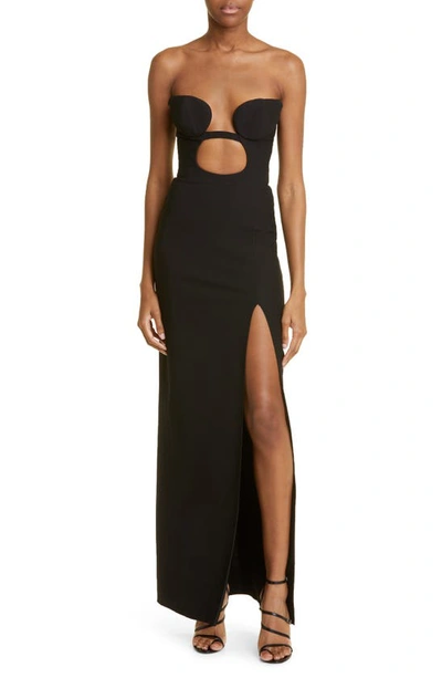 Shop Nensi Dojaka Strapless Cutout Maxi Dress In Black Black