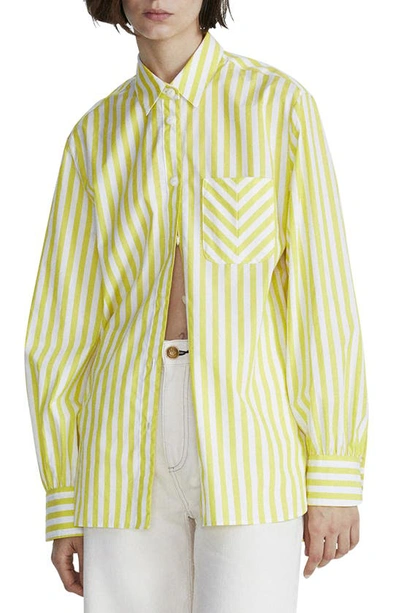 Shop Rag & Bone Maxine Stripe Cotton Button-up Shirt In Yellow