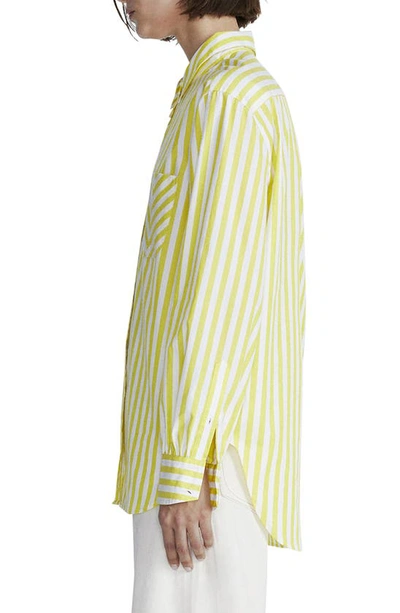 Shop Rag & Bone Maxine Stripe Cotton Button-up Shirt In Yellow